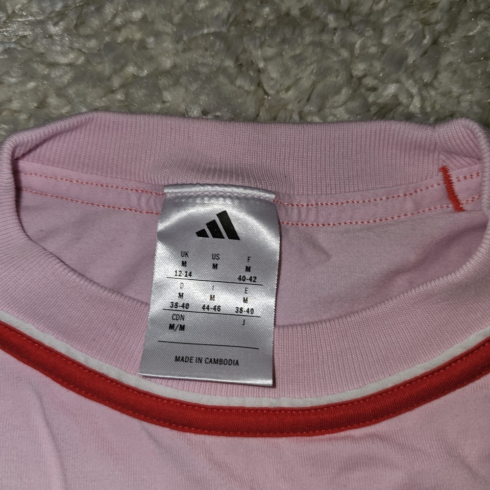 Adidas Women’s Pink Sleeveless Crop Top Size M Athletic Tank Retro Trim Logo Spo - Picture 2 of 3